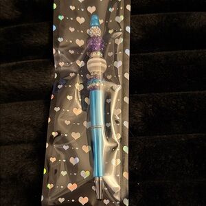 Chic Beaded Pen with Blue and Purple Accents
